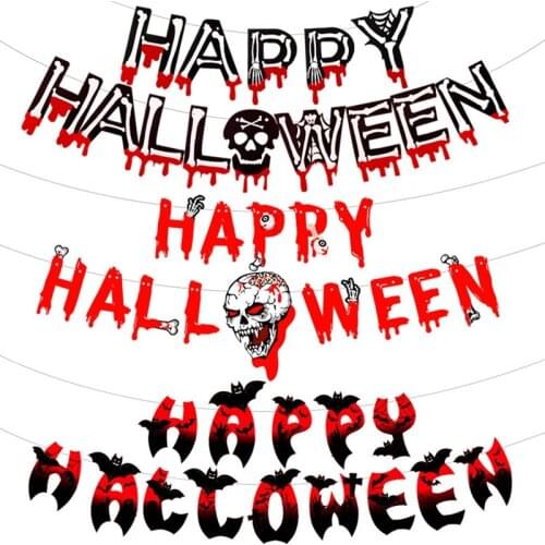 Halloween Flag Ghost Festival Bat Pumpkin Skull Letter Banner Bar Haunted House Party Decoration Background Wall Supplies