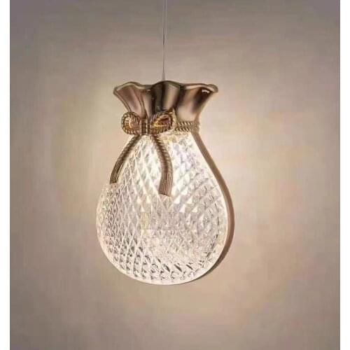 Modern Lucky Bag Chandelier LED Murano Glass Designer Bedroom Bedside Bathroom Decoration Pendant Lamp Indoor Lighting Fixture