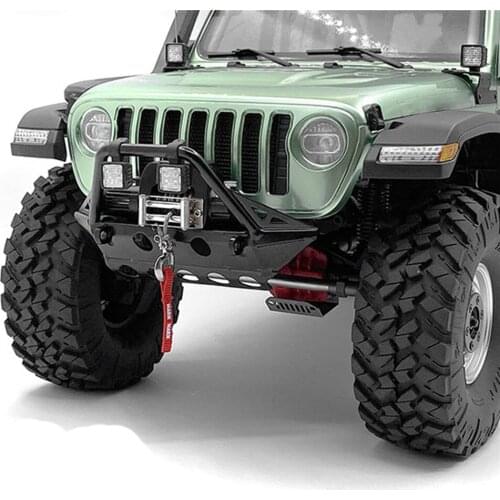 Metal Front Bumper & Spotlight Searchlight for 1/10 AXIAL SCX10 III TUBE RC Car Accessories Parts