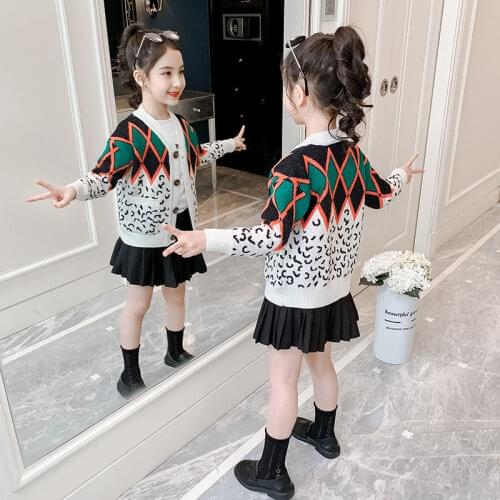 2021 Teen Girls Clothing Girls Cardigan Sweaters Love Boutique Colorful Outerwear Cute Girl Sweater Jacket Children Clothes