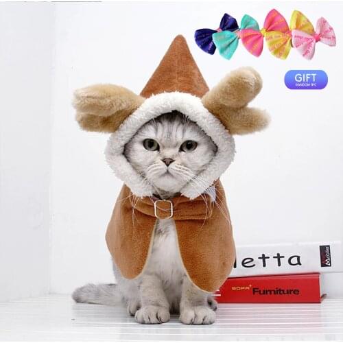 Elk cloak cat small dog accessories winter cold protection Christmas day cross-dressing shooting props pet supplies