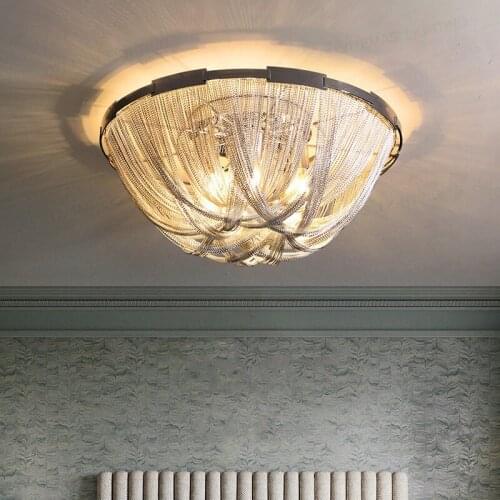 Light luxury tassel ceiling lamp round creative bedroom lamp postmodern Italian designer style room lamp