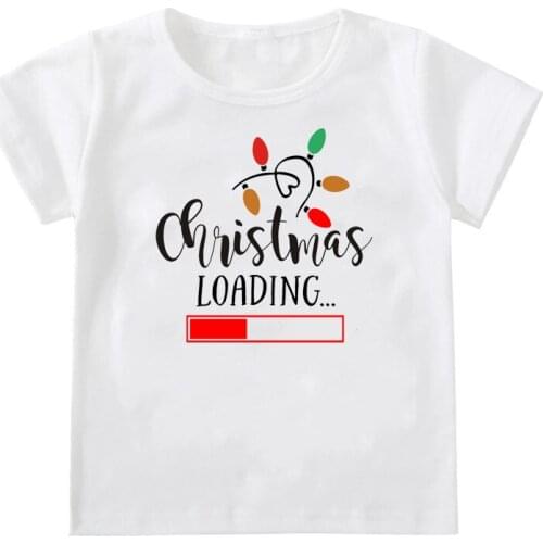 Merry Christmas Kids Tshirt Christmas Loading Print Boy Girl T Shirt Children Kids Santa Gift O-neck White Christmas Tshirt Kids