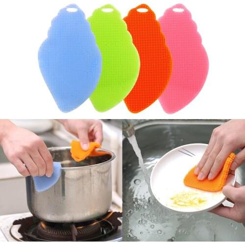Silicone Magic Cleaning Brush Sponges Scouring Pads Vegetable Fruit Pot Pan Cleaner Brush