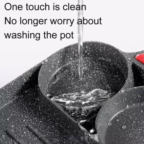 Pans 2 Hole Fried Egg Burger Pan Non-stick Ham Pancake Maker Wooden Handle Suitable For Gas Stove And Induction Cooker