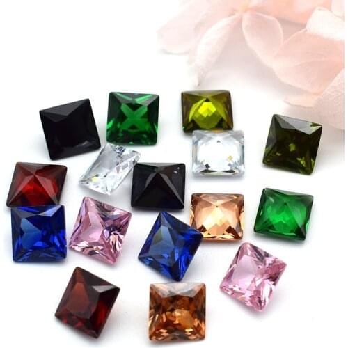 Square Shape Crystal Rhinestones Pointback Glue-On Colored Zircon For Garment DIY 8MM/20Pcs