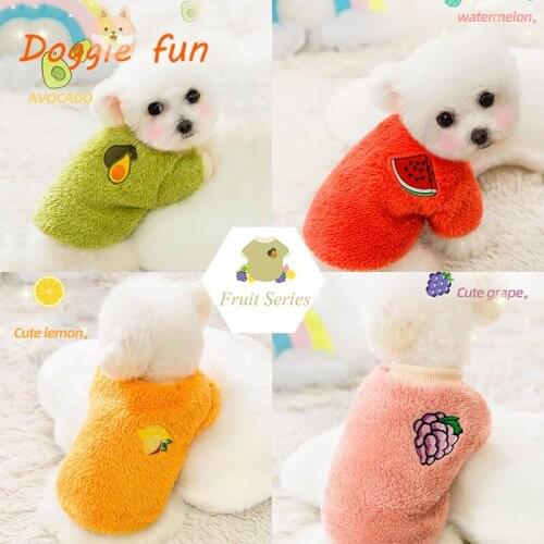 Warm Cute Fruit Printing Dog Clothes Fleece Dogs Sweater Dog Clothes Winter Pets Clothing For Small Medium Dogs Chihuahua French
