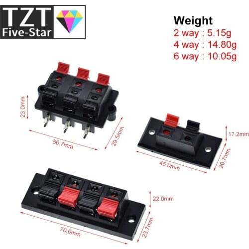 TZT 2 4 6 Way Spring Push Release Connector Speaker Terminal Strip Block