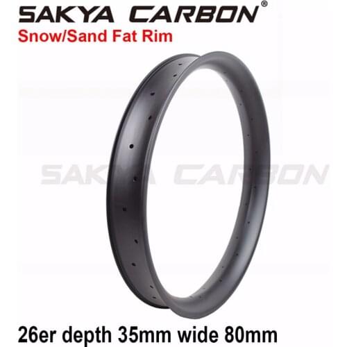 Sakya Carbon fat bike rims 26er 35mm deep 80mm wide snow sand clincher hookless carbon bike fat rims