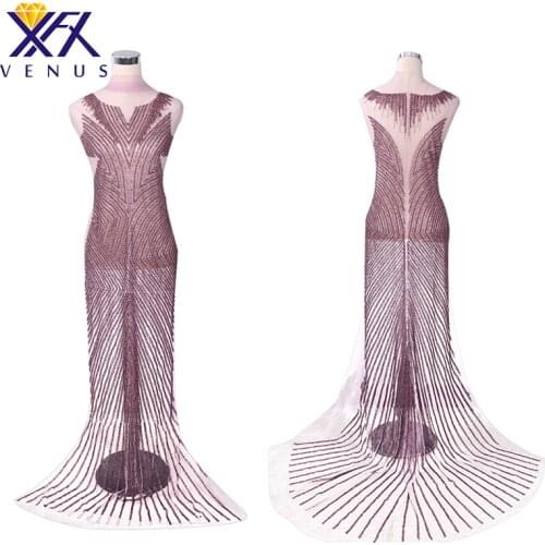 XFX VENUS 1 Set Sew on Handmade Wedding Dress Bodycon Patches Beaded Crystal Rhinestone Bodice Patch for DIY Bridal Appliqued
