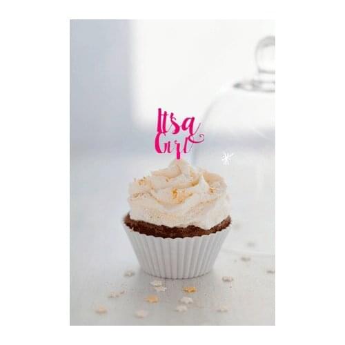 Hot pink " its a girl " cupcake topper Mini Birthday Cake Snack Decorations Picks Suppliers Party Accessories baby shower