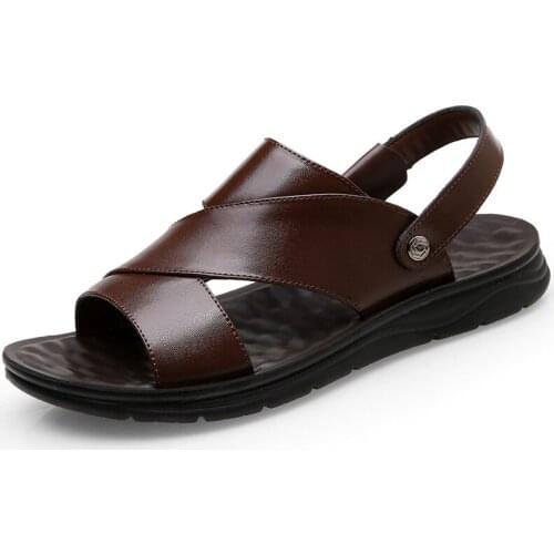 Plus Size Shoes Men Sandals Summer Sandals Outdoor Men Flats Sandals Comfortable Men Shoes Genuine Leather Man Beach Sandals