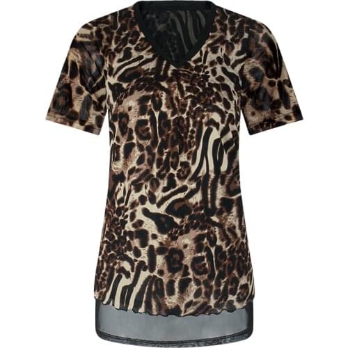 YTL Stars Printed Tops Womens V-neck Casual T-shirt Short Sleeve Plus Size 2XL 3XL 4XL 5XL Tee W013