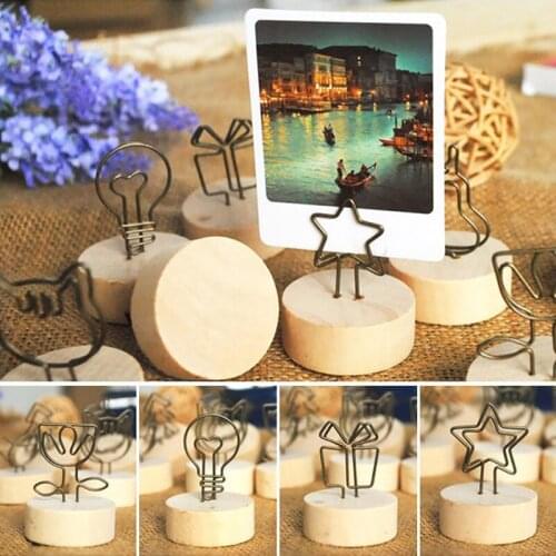 1PC Wooden Photo Clip Iron Picture Frame Memo Name Card Furnishing Articles Creative Note Card Clip High Quality