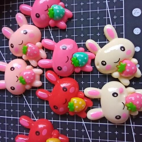 1pcs/lot resin flat back rabbit with strawberry 36mm Scrapbook Embellishment DIY Phone Decoration