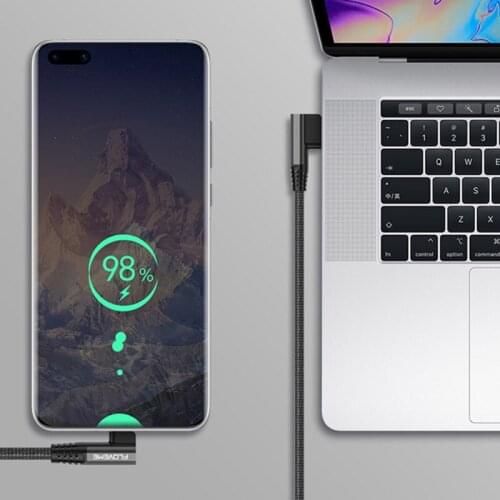 1PC Floveme Mobile Phone Data Line Elbow Nylon Braided Data Wire Adapt For Type-C Micro USB Fast Charging Data Cable