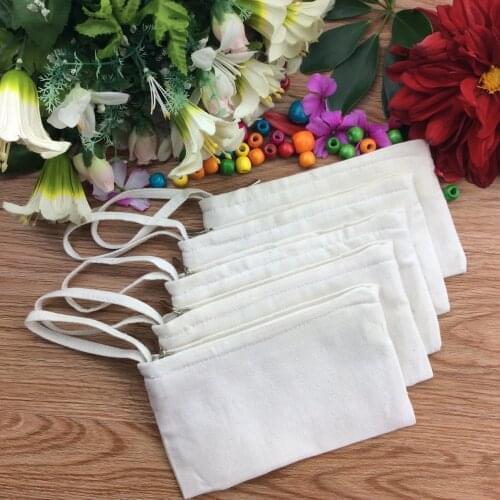 10pcs Unisex Canvas Purse Card Key Pouch Canvas Bag Small Zipper Coin Purse Card Holder Wallet small storage bag trinket bag