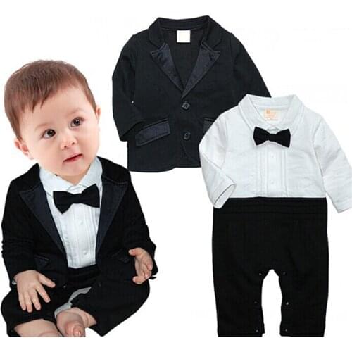 2021 Classic Children Suit Baby Boys Clothes Newborn Tracksuit Formal Dresses Romper+Coat 2PiecPieces Costumes For Children 0-1Y