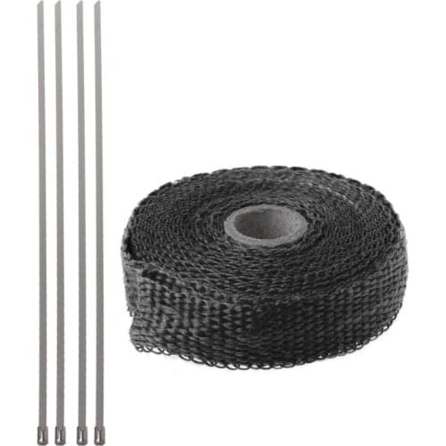 5M Car Motorcycle Turbo Manifold Heat Exhaust Wrap Tape Thermal Stainless Ties