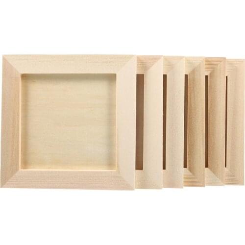 6Pcs DIY Blank Wooden Photo Holders Children DIY Clay Photo Frames for Home