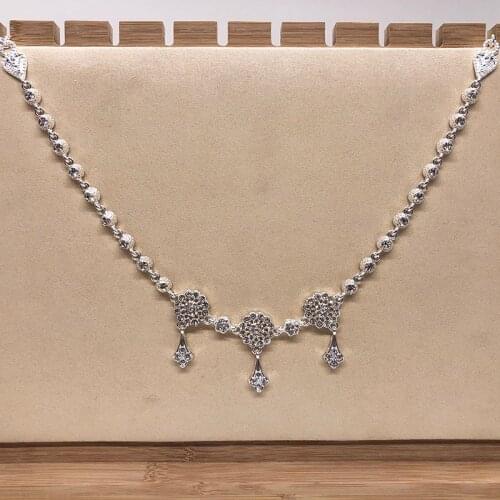 Algerian Bridal Jewelry Set Golden Full Rhinestones Necklace Earrings Moroccan Head Jewelry