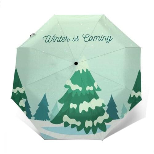 Automatic Umbrella Winter Coming Forest three-fold umbrella women men rain umbrella