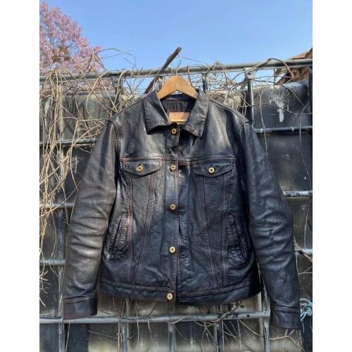 Free shipping.man casual leather Leisure suit,Plus size Brand soft sheepskin leather Jacket,mens genuine Leather business coat