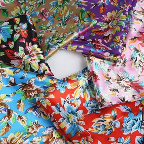 Flower decoration Satin printed smoothy soft Diy Lining craft different Charmeuse scarf ribbon Fabric