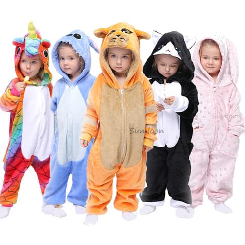 Kigurumi Cat Onesie Kids Unicorn Pajamas For Children Animal Cartoon Blanket Sleepers Baby Costume Winter Boy Girl Jumspuit