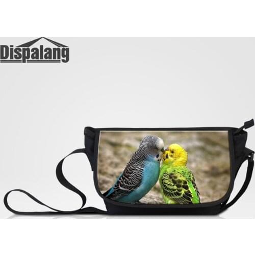 Dispalang Women Custom Handbag Messenger Bag Animal Parrot Printed Unisex Crossbody Schoolbag For Teenagers Female Large Satchel