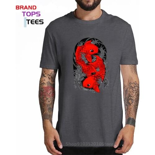 Elegant Koi Fish man tshirts mujer camisetas Japanese style Koi Carp Fish T-shirt for men New Fashion Vestidos Hot sale