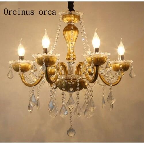 European luxury gold candle crystal chandelier hotel living room dining room French creative LED crystal lamp free shipping