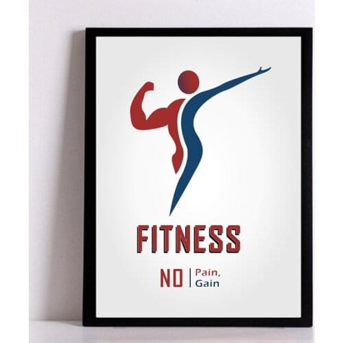 Fitness No Pain No Gain Canvas Poster Art Print Wall Pictures , Fitness Inspiration Quote Canvas Painting Gym Decoration