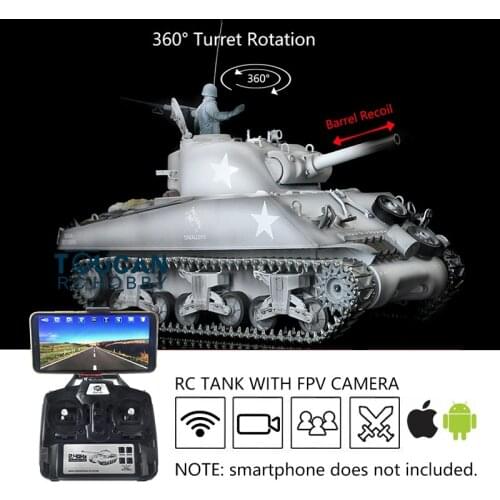 Heng Long 1/16 Snow 7.0 M4A3 Sherman FPV Radio-Controlled Tank 3898 360° Turret Barrel Recoil TH17699-SMT4