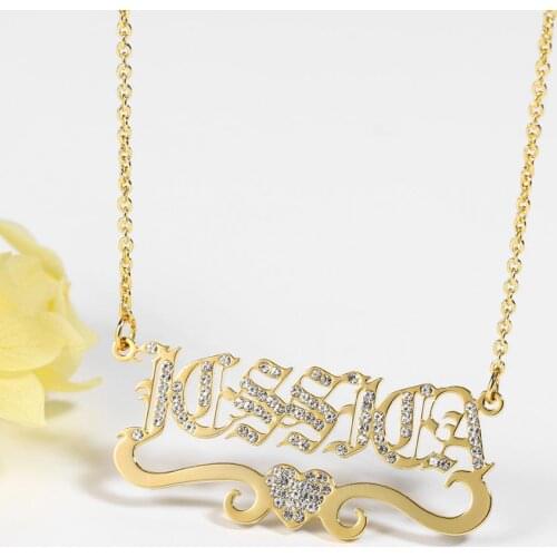 Personalized Glitter Name Necklace With Iced Out Custom Pendant Stainless Steel Fashion Jewelry For Women Men Christmas Gifts