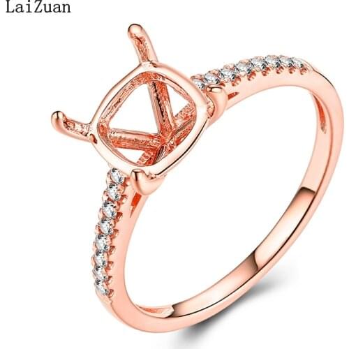 Cushion 8X8mm Semi Mount Engagement Wedding Natural Diamonds 10K Rose Gold Ring