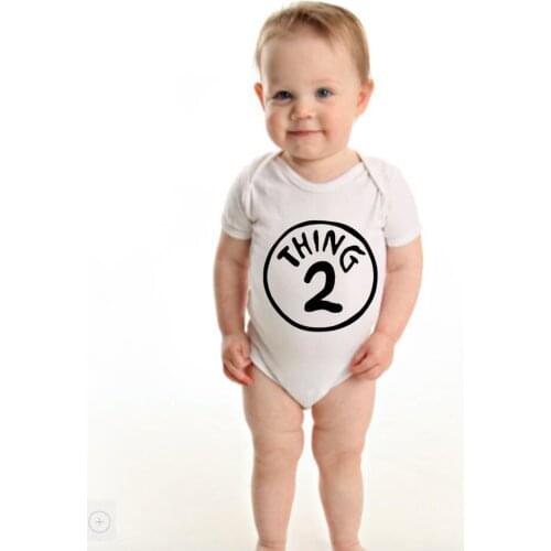 Summer Infant Bodysuit Thing 2 Print Baby Boys and Girls Jumpsuit Kids Cute Bodysuits Funny Cool Clothes Bodysuits