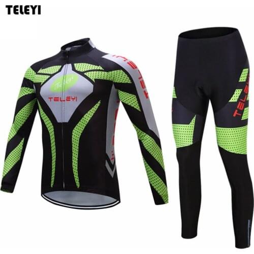 TELEYI Mens Team Cycling Ropa Ciclismo Outdoor Long Sleeve Jersey (BIB) Pants Set Bike Bicycle Sportswear Clothing S-4XL