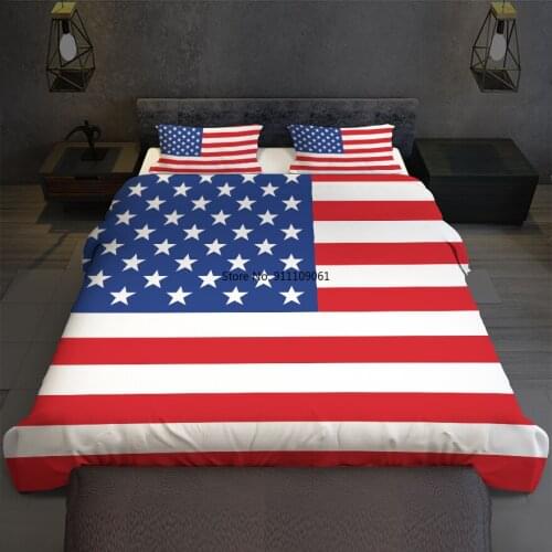 3D Bed Covers American Britain Flag Printed Bedding Set King Size Geometric Duvet Cover Bedclothes 2/3pcs Home Textiles