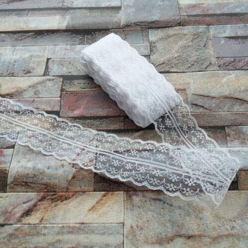 Beautiful White 10 Yards 45mm Width Net Embroidery Lace Bilateral DIY Jewelry, Clothing, Wedding, Sewing accessories
