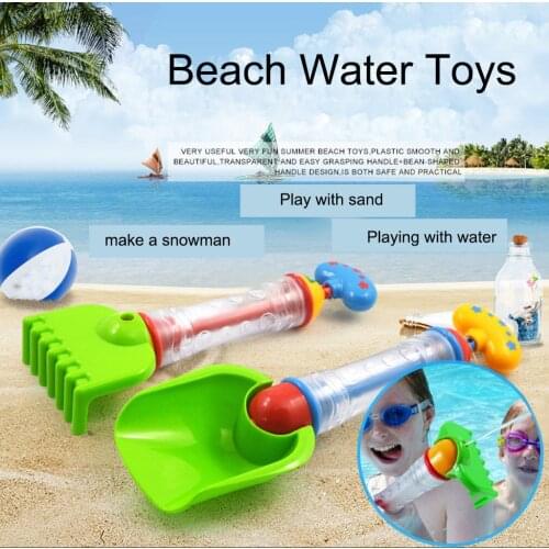 Summer Beach Water Spray Digging Sand Shovel Rake Two In One Children Water Pump Beach Toys Kid Baby Outdoor Games