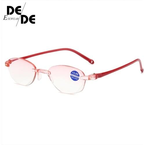 Fashionable Ultralight Rimless Reading Glasses Women Men Clear Lens Anti-Blu-Ray Computer Glasses Presbyopia Reader Glasses