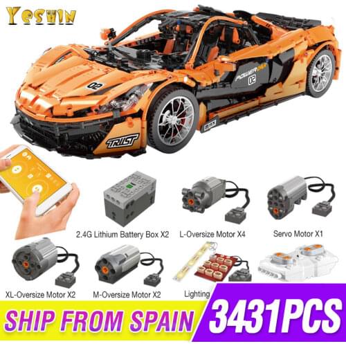 Mould King 13090 High-Tech APP RC Electric Supercar The McLaren P1 Motorized Racing Car Building Blocks Toys 20087 for Boys