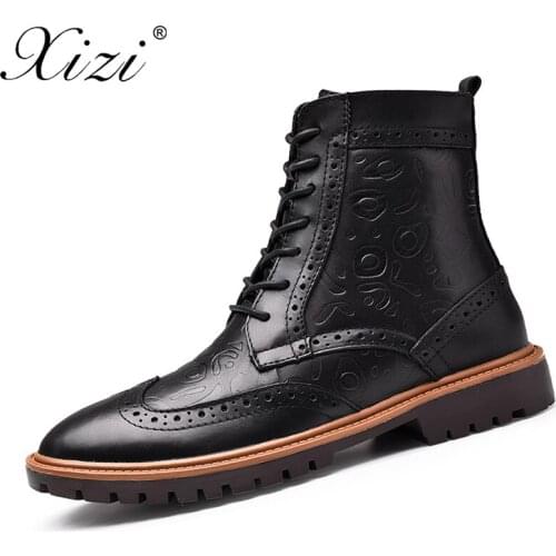 XIZI Men Winter Add Fur Male boots shoes Top quality handsome comfortable motocycle Boots genuine leather boots big size 38-47