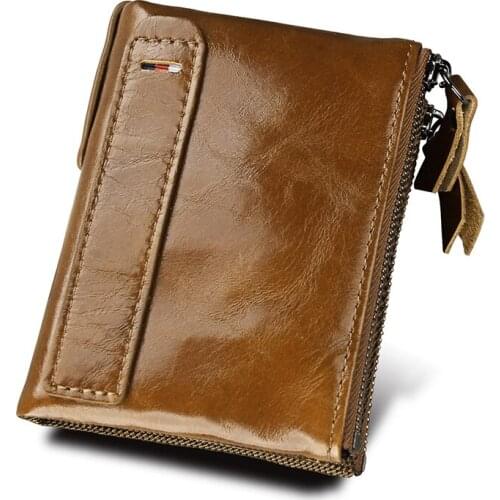 Fashion Cowhide Mens Wallets Genuine Leather Wallet and Purse Casual Short RFID Money Bags Cards Coin Pocket Carteira Masculina