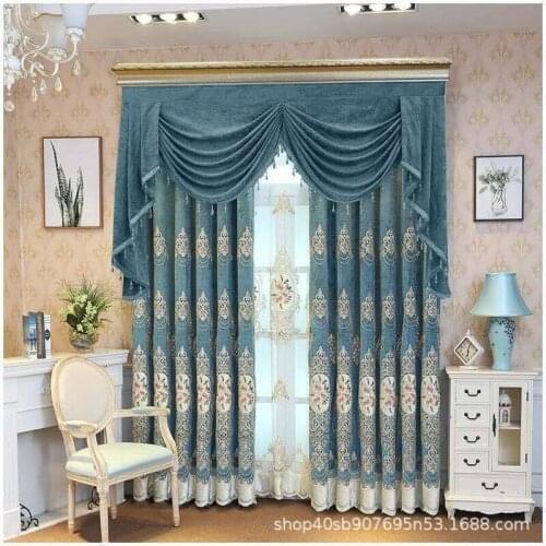 Custom Chenille Embroidered Curtains Valance High-end Elegant for Living Room Bedroom European Villa Embroidered Curtains Tulle