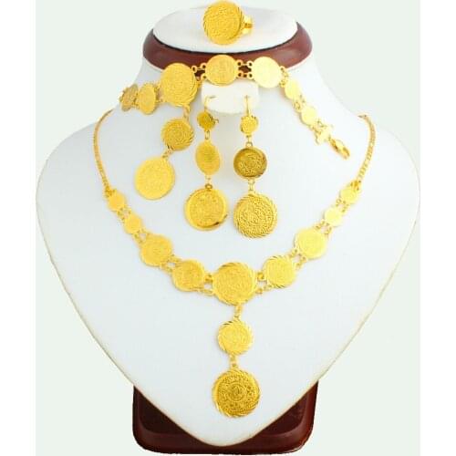 The New Ethiopia Coin Jewelry Sets gold color Holiday Gifts For Women