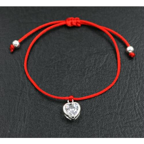 Forever Love Heart Shape Bracelet Women Silver Color Crystal Zircon Red Rope Thread Bracelets Girl Kids Couples Gift Pulsears