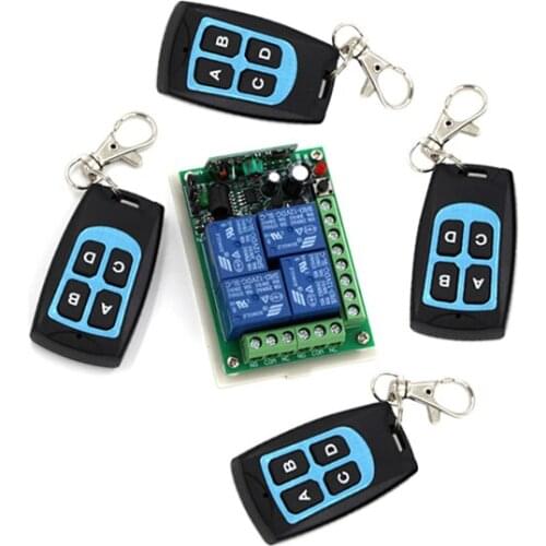 New Style DC 24V 4CH Receiver & Transmitter Momentary Toggle Switch 315mhz 433mhz Wireless Remote Light Switch