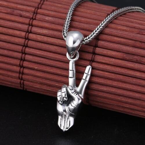 Wholesale S925 Sterling Silver Jewelry Thai Silver Victory Gesture Eye Wisdom Eye Exquisite Men And Women Trend Pendant